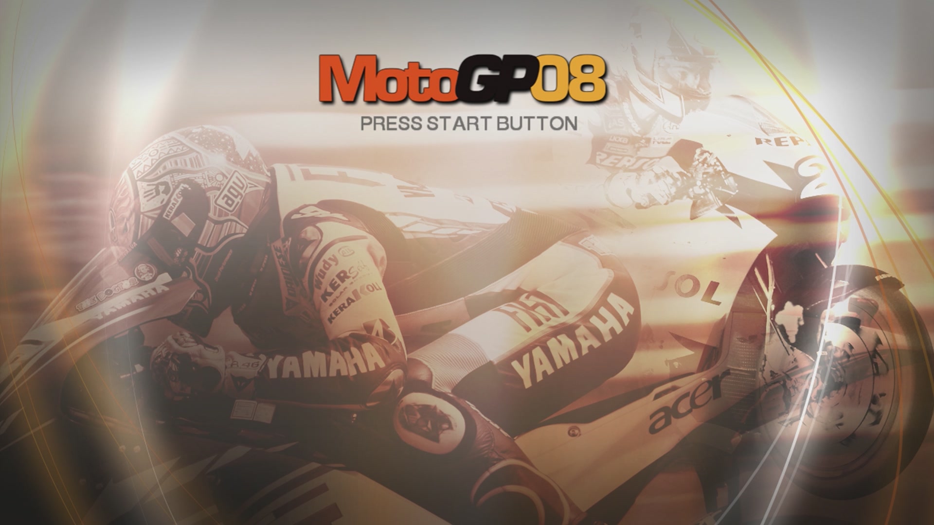 MotoGP 08 title screen for Xbox 360